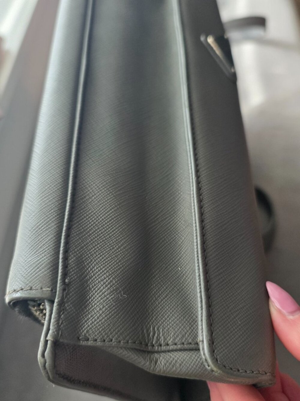 AUTHENTIC Prada Saffiano Leather Briefcase in Grey Retail $5800 - Picture 4 of 5